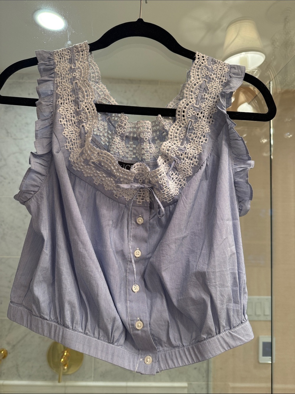 Jcrew cropped blue tie top